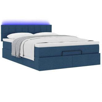vidaXL Cama Otomana Con Colch&oacute;n Led Azul 140x190 Cm Tela Vidaxl