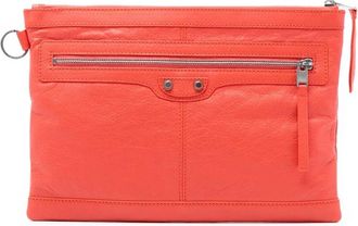 Balenciaga Pre-owned Clutches, female, Orange, Size: ONE SIZE Pre-owned Leather Pouch