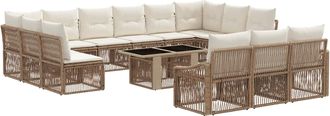 vidaXL Conjunto De Sof&aacute;s De Jard&iacute;n 14 Uds. Beige Y Blanco Crema Vidaxl