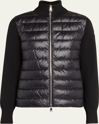Moncler Hybrid Puffer Wool Cardigan
