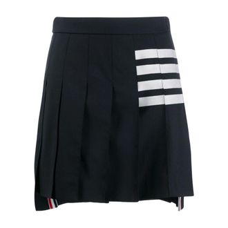 Thom Browne Short Skirts, female, Blue, Size: 2XS Blue Logo Wool Skirt