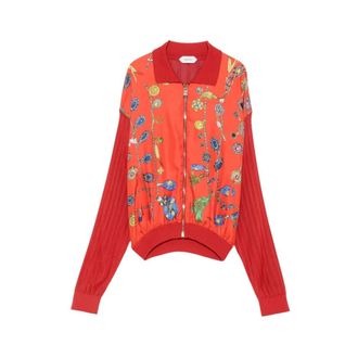 Versace Truien & Vesten, Dames, Rood, S, Zip Cardigan