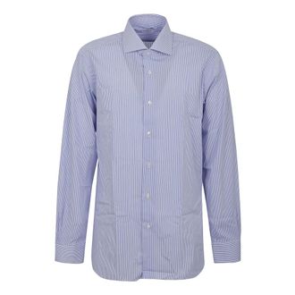 Buonamassa Casual Shirts, male, Blue, 4XL, Striped Cotton Shirt