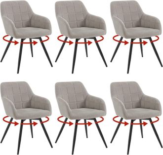 Woltu Woltu - Sill&oacute;n Giratorio Tapizado Moderno (6 Unidades), Color Gris Claro