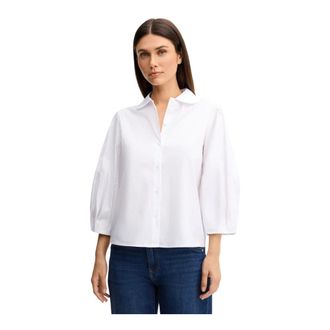 Joop Overhemden, Dames, Wit, XL, Katoen, Poplin Blouse met korte mouwen