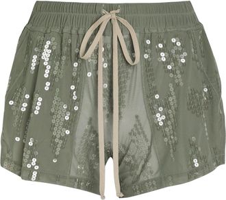 Rick Owens Ricamati Embellished Stretch-tulle Shorts - Light Green - 42 (UK10 / S)