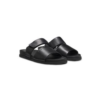 BOSS Leather slides with riptape strap