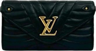 Louis Vuitton Pre-owned New Wave Leather Wallet - Dames - Vintage Clutch - Zwart - ONE Size - Leer - Vintage