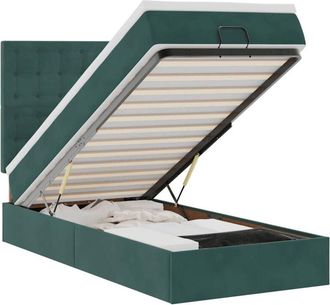 vidaXL Vidaxl - Estructura De Cama Otomana Colchones Terciopelo Verde Oscuro