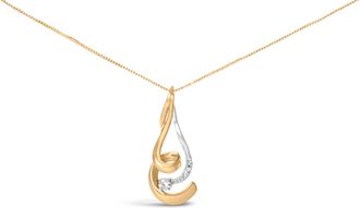 House of Brilliance Espira 10K Two-Tone Gold 1/10 cttw Round Cut Diamond Swirl Pendant Necklace