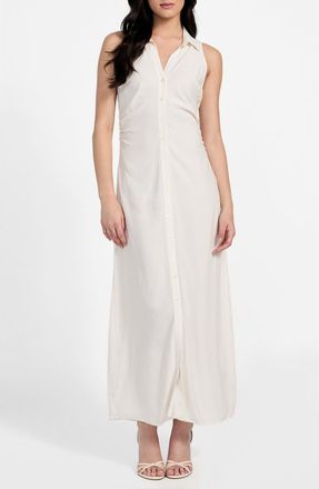Guess Liliane Sleeveless Maxi Shirtdress in Dove White at Nordstrom, Size Medium