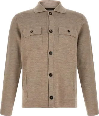 Zanone Beige Button-Up Cardigan