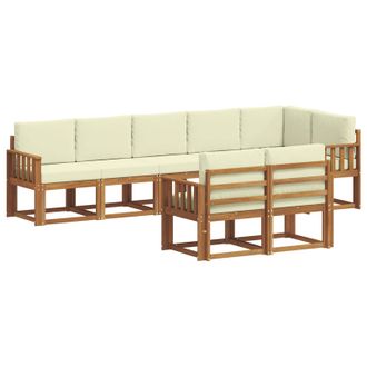 vidaXL Conjunto De Sof&aacute;s De Exterior Con Coj&iacute;n 8 Pcs Natural Y Crema Vidaxl