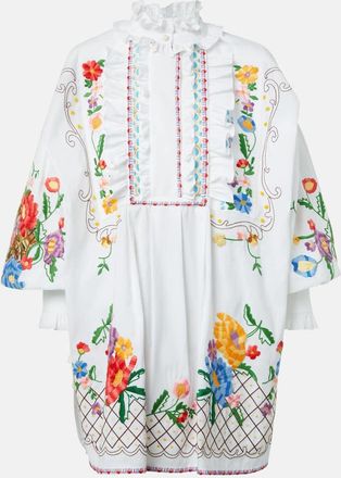 Valentino Blusa in cotone, lino e seta con ricamo