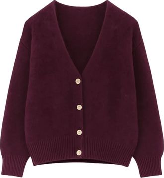 Tiffany & Co. Mohair Cardigan in Aubergine - Dames - Vesten - Paars - ONE Size - Truien & Vesten