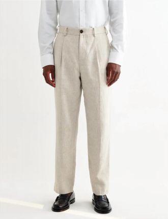 Wax London Aubyn Linen Relaxed Fit Trousers In Natural