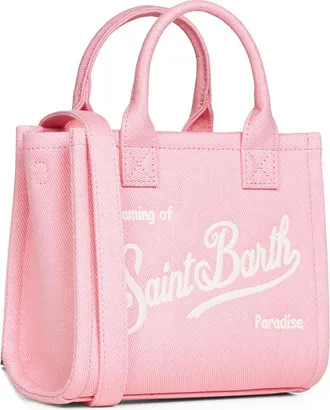 MC2 Saint Barth Womens Mini Handbag Vanity Bag Pink Cotton Handbags Hand