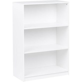 Beliani Estanter&iacute;a De 3 Niveles Librer&iacute;a Estilo Minimalista Aglomerado 80 X 40 Cm Blanco Zehna