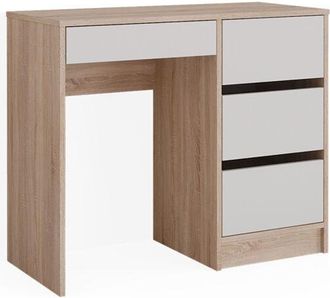 Vicco Escritorio Sherry, Blanco/sonoma, 90 X 40 Cm Con Cajones