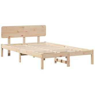 Berkfield Home Bed Frame with Headboard 120x200 cm Solid Pine Wood in Beige