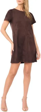 Vince Camuto Faux Suede Paneled Shift Dress in Dark Roast at Nordstrom, Size X-Large