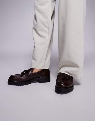 WALK LONDON Walk London - Sean - Mocassini in camoscio marroni con nappe-Marrone