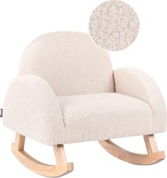 Beliani Beliani - Kids Size Rocking Chair Boucle Wooden Legs for Children Indoor Light Beige Hug