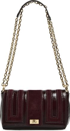 Anya Hindmarch Mortimer Paneled Patent Leather & Suede Crossbody Bag in Grape at Nordstrom