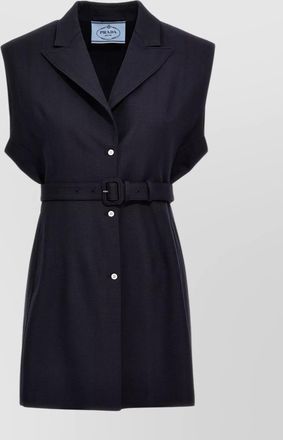 Prada belted wool vest with notched lapel