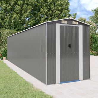 vidaXL Cobertizo De Jard&iacute;n Acero Galvanizado Gris Claro 192x855x223 Cm Vidaxl