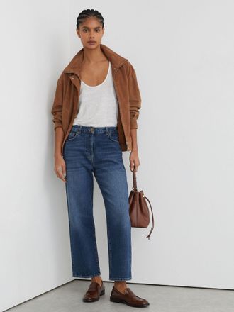 Reiss Mid Blue Tall Mid-rise Straight-leg Jeans, 36