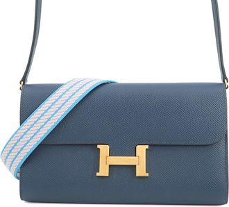 Herm&egrave;s Constance Deep Blue Epsom Leather Chain/Shoulder Wallet (Pre-Owned)