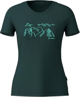 LOEFFLER Printshirt Sunset Merino-Tencel Merinoshirt f&uuml;r Damen | forest