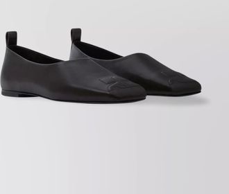 Courrèges square toe calf leather ballerina shoes