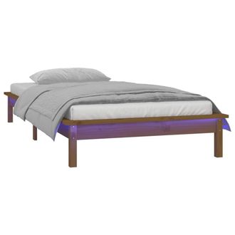 Berkfield Home LED Bed Frame Honey Brown 90x200 cm Solid Wood