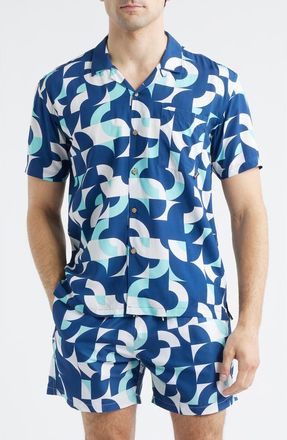 Boardies Print Camp Shirt in Blue Multi at Nordstrom, Size Xx-Large