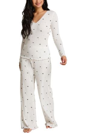Hunkem&ouml;ller Pointelle Pyjama Set in White Mistletoe at Nordstrom, Size X-Large