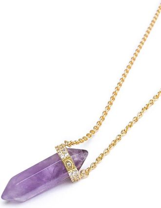 Nialaya Engraved Evil Eye Quartz Crystal Necklace in Amethyst at Nordstrom