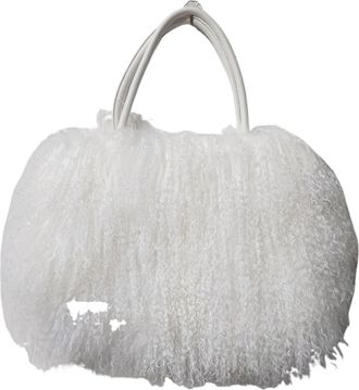 Generic Womens Plush Bags Winter Fur Handbag Women Casual Long Hair Shoulder Bag Genuine Tote Bags Femme(WHITE)