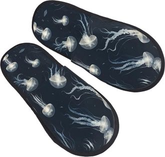 Generic Lightweight House Shoes Jellyfish Pattern print House Slipper Plush Womens Slippers for Bedroom Travel Hotels M