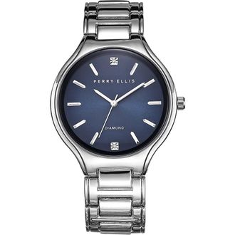 Perry Ellis Ultrathin Diamond Bracelet Watch, 42mm in Silver at Nordstrom Rack