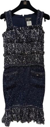 Chanel Silk Tweed Navy Dress Size XS
