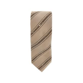 Brunello Cucinelli Slubbed stripes silk and cotton tie Man One Size