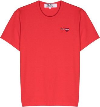 Comme Des Gar&ccedil;ons Red Crewneck Logo Patch T-Shirt