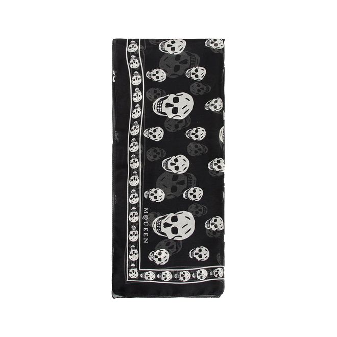 ALEXANDER MCQUEEN スカル スカーフ Classic Skull Women's クラシック シルクシフォン スカル スカーフ in