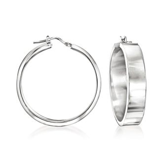 Ross-Simons Italian Sterling Silver Flat Hoop Earrings