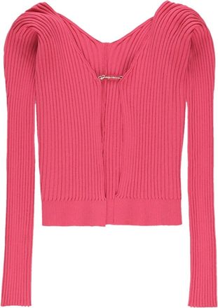 Jacquemus ribbed-knit open-front cardigan - women - Polyamide/Polyester/Spandex/Elastane/Viscose - 34 - Pink