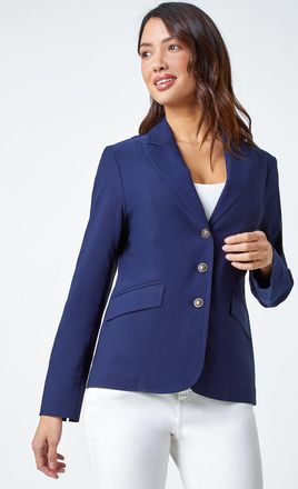 Roman Button Detail Stretch Blazer