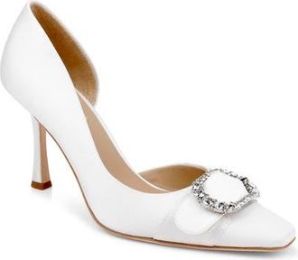 Badgley Mischka Odyssey Half dOrsay Pump in White Crepe at Nordstrom, Size 7.5