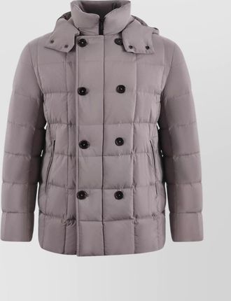 Fay buttoned double-breasted hooded quilted pockets jacket
